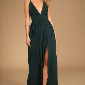 Lulu’s Ballroom Bliss Emerald Green Maxi Dress
